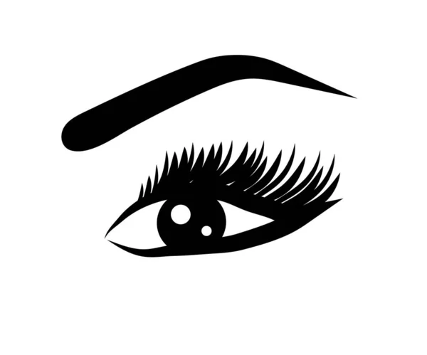 Öga Och Långa Ögonfransar Vit Bakgrund Symbol Vektorillustration — Stock vektor