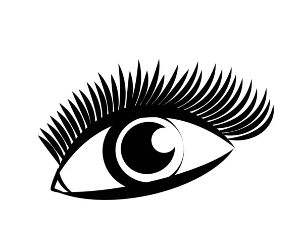 Μάτι Και Μακριές Βλεφαρίδες Λευκό Φόντο Σύμβολο Εικονογράφηση Διανύσματος — Διανυσματικό Αρχείο
