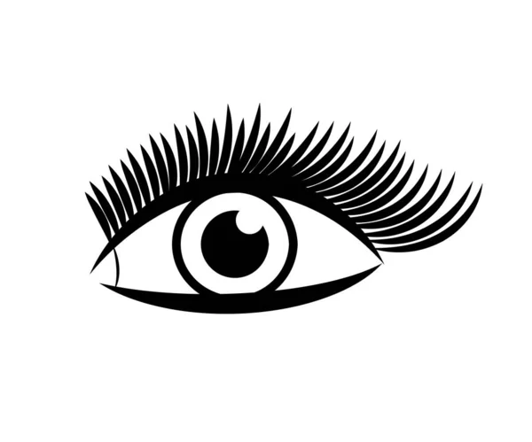 Μάτι Και Μακριές Βλεφαρίδες Λευκό Φόντο Σύμβολο Εικονογράφηση Διανύσματος — Διανυσματικό Αρχείο