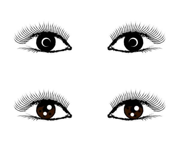 Красивые Глаза Длинными Ресницами Белом Фоне Векторная Иллюстрация — стоковый вектор