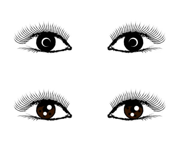 Hermosos Ojos Con Pestañas Largas Sobre Fondo Blanco Ilustración Vectorial — Vector de stock