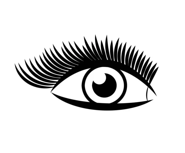 Eye Long Eyelashes White Background Symbol Vector Illustration — Stock Vector