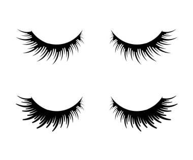 Beyaz arka planda sahte kirpikler. Sembol. Vektör illüstrasyonu.