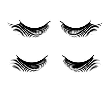 Beyaz arka planda uzun kirpikleri var. Sembol. Vektör illüstrasyonu.