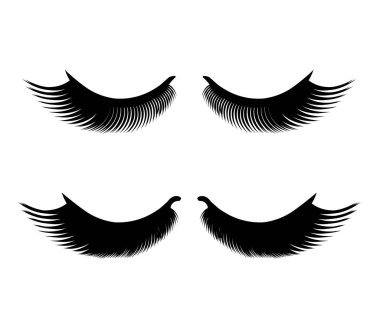 Beyaz arka planda uzun kirpikleri var. Vektör illüstrasyonu.