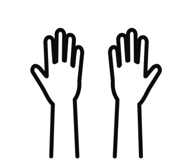 Beyaz arka planda açık avuçlar. Siluet. Vektör illüstrasyonu.