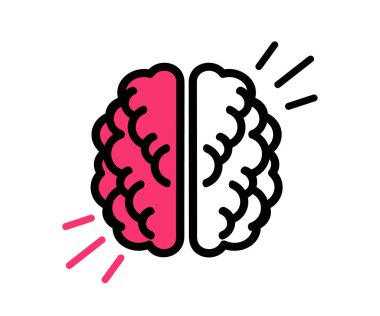 Beyaz arka planda insan beyni. Vektör illüstrasyonu.