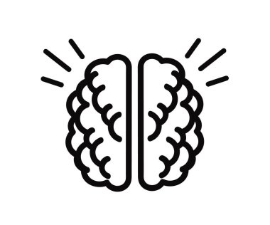 Beyaz arka planda insan beyni. Sembol. Vektör illüstrasyonu.