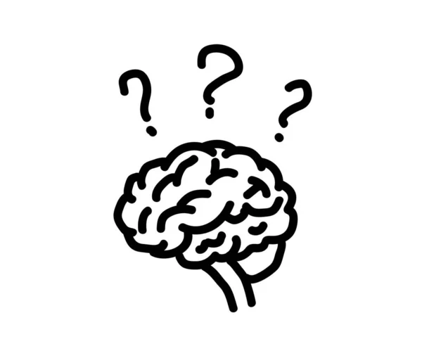 Человеческий Мозг Белом Фоне Силуэт Векторная Иллюстрация — стоковый вектор