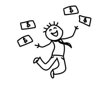 Çalışan maaştan memnun. Robot resim. Vektör illüstrasyonu.