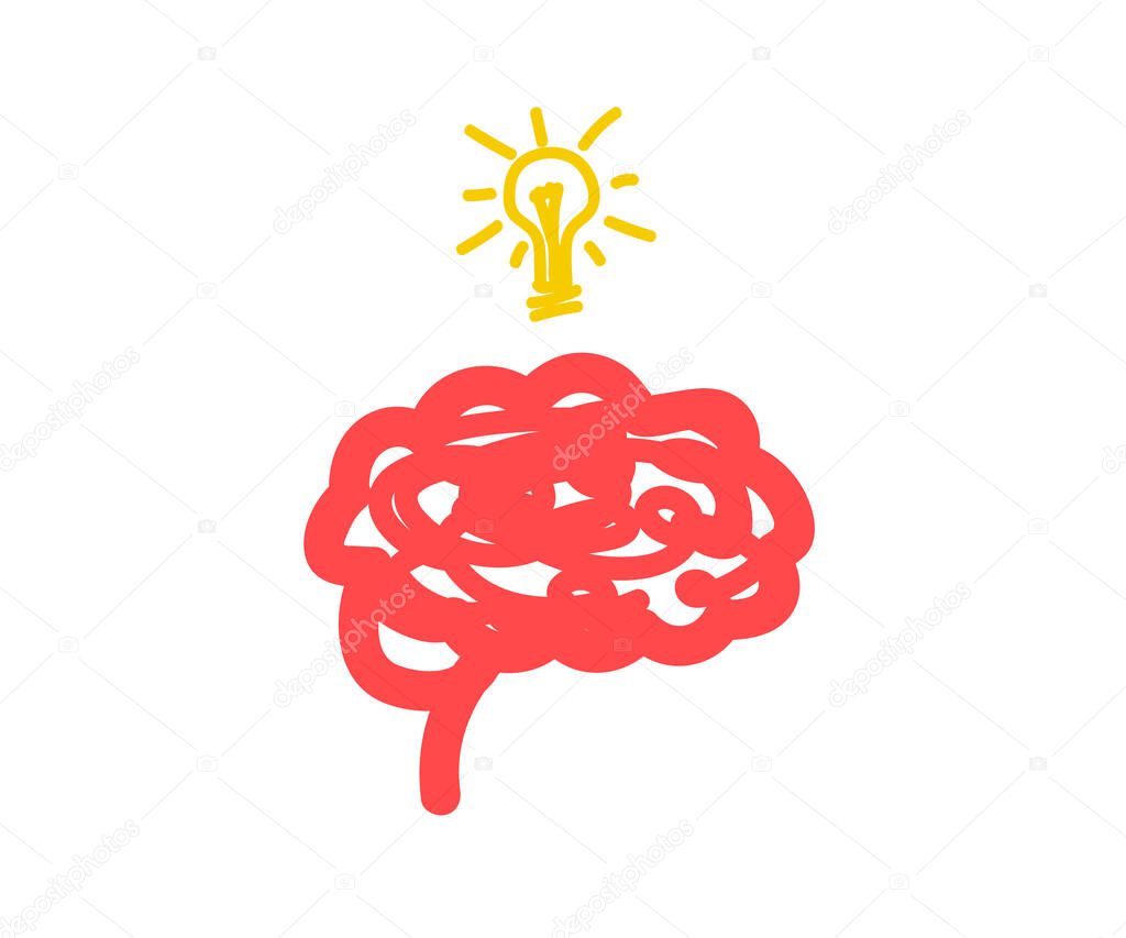 Human brain on a white background. Idea. Vector illustration.