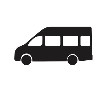 Beyaz arka planda bir minibüs. Sembol. Vektör illüstrasyonu.
