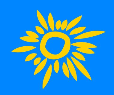 Mavi arka planda güneş. Sembol. Vektör illüstrasyonu.