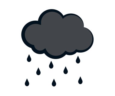 Beyaz arka planda bulut ve yağmur. Sembol. Vektör illüstrasyonu.