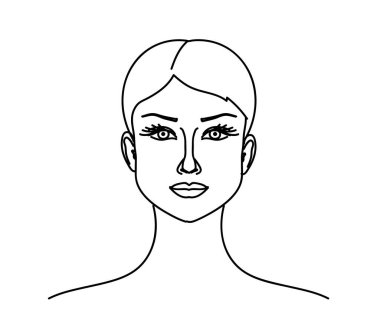 Beyaz bir arka planda genç bir kızın yüzü. Robot resim. Vektör illüstrasyonu.