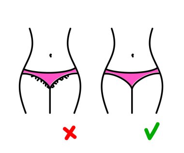 Bikini bölgesi tüy dökücü. Siluet. Vektör illüstrasyonu.