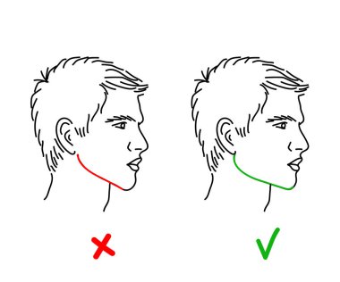 Beyaz bir arka planda erkek yüzü. Yüz düzeltme. Siluet. Vektör illüstrasyonu.