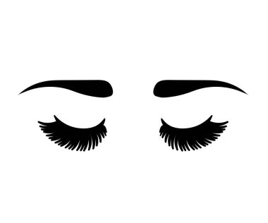 Beyaz bir arka planda kadın gözler. Kaşlar ve kirpikler. Sembol. Vektör illüstrasyonu.