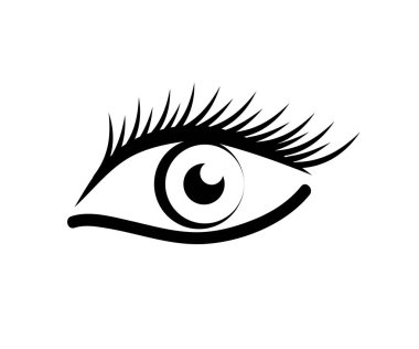 Beyaz bir arka planda kadın gözü. Sembol. Vektör illüstrasyonu.