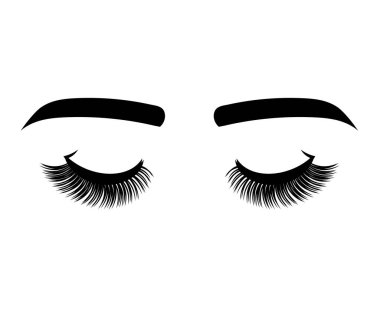 Beyaz bir arka planda kadın gözler. Kaşlar ve kirpikler. Sembol. Vektör illüstrasyonu.