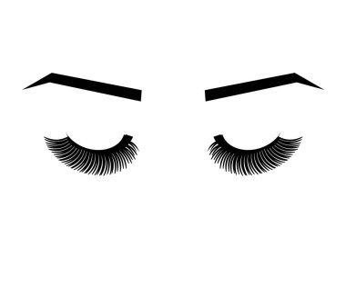 Beyaz bir arka planda kadın gözler. Kaşlar ve kirpikler. Sembol. Vektör illüstrasyonu.