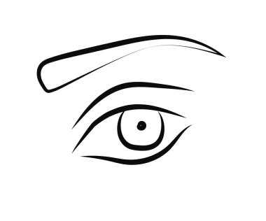 Beyaz bir arka planda kadın gözü. Sembol. Vektör illüstrasyonu.