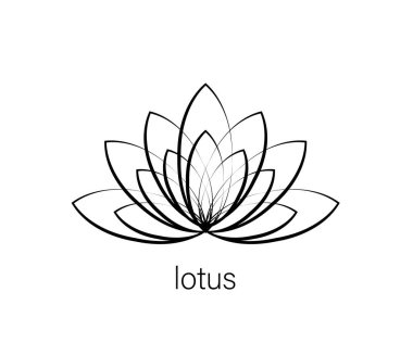 Beyaz arka planda Lotus. Sembol. Vektör illüstrasyonu.