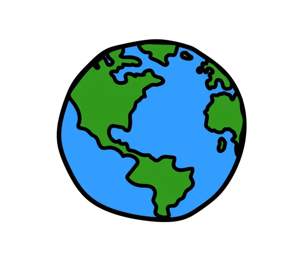 Planeta Země Bílém Pozadí Koule Karikatura Vektorová Ilustrace — Stockový vektor