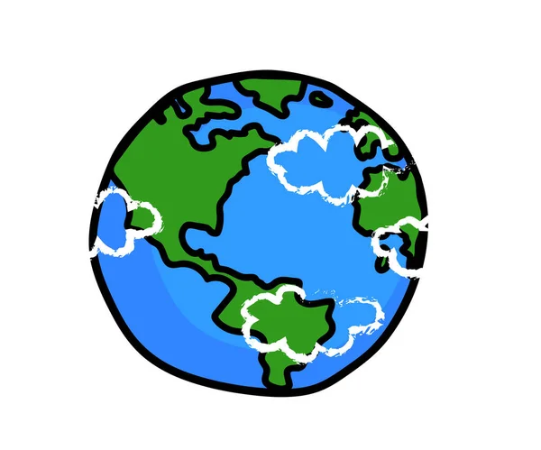 Planeta Terra Sobre Fundo Branco Globo Desenhos Animados Ilustração Vetorial —  Vetores de Stock