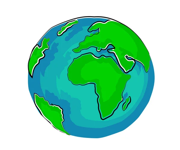 Planeten Jorden Vit Bakgrund Globen Tecknad Film Vektorillustration — Stock vektor