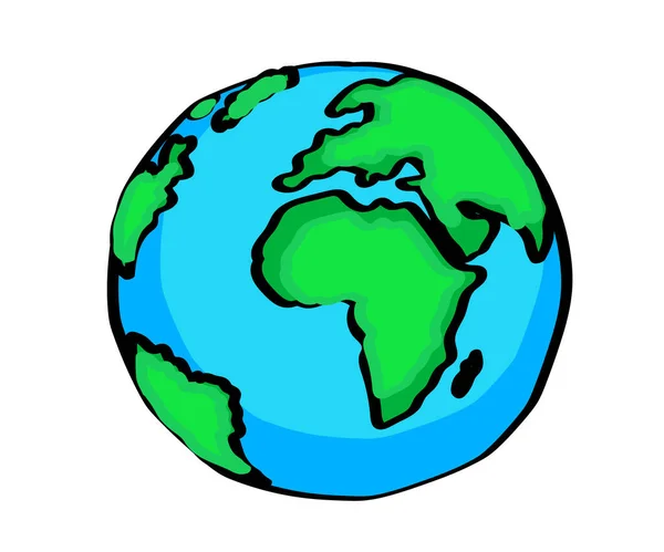 Planet Erde Auf Weißem Hintergrund Der Globus Karikatur Vektorillustration — Stockvektor