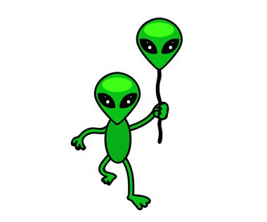 Beyaz arka planda bir uzaylı. Çizgi film. Vektör illüstrasyonu.