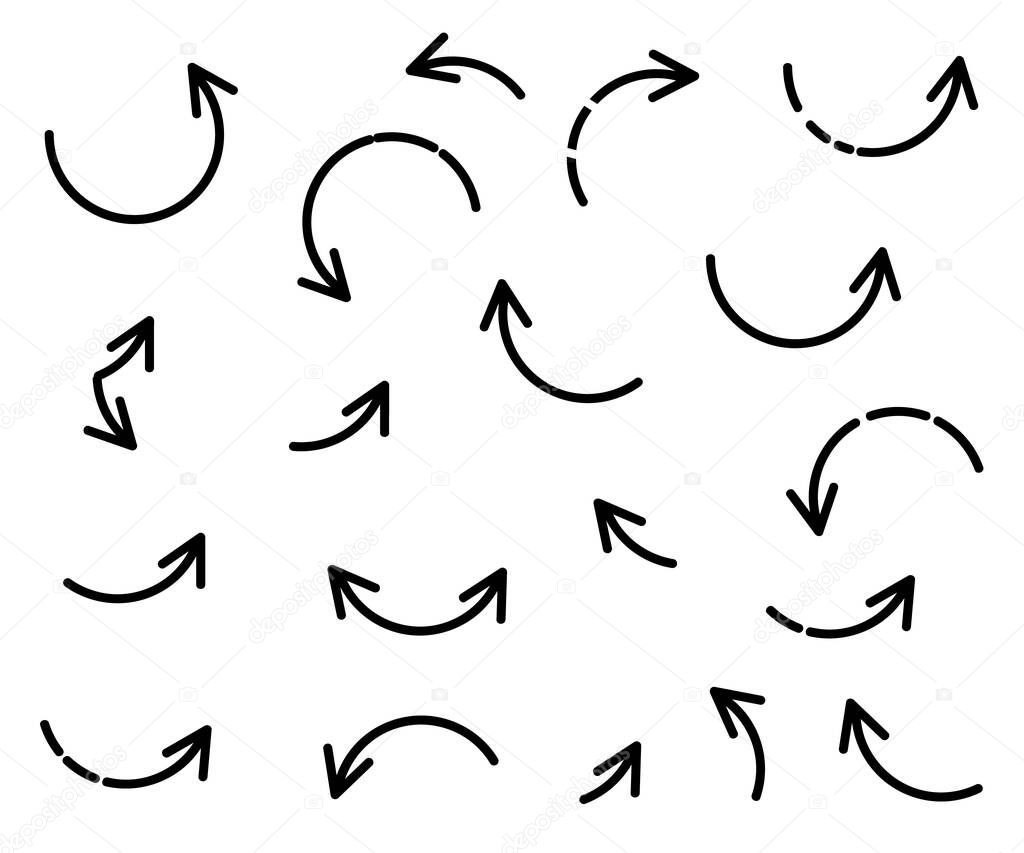 Arrows on a white background. Sketch. Vector illustration.