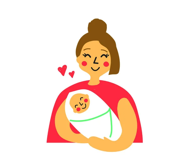 Mom Baby Together Cartoon Vector Illustration — Stock Vector