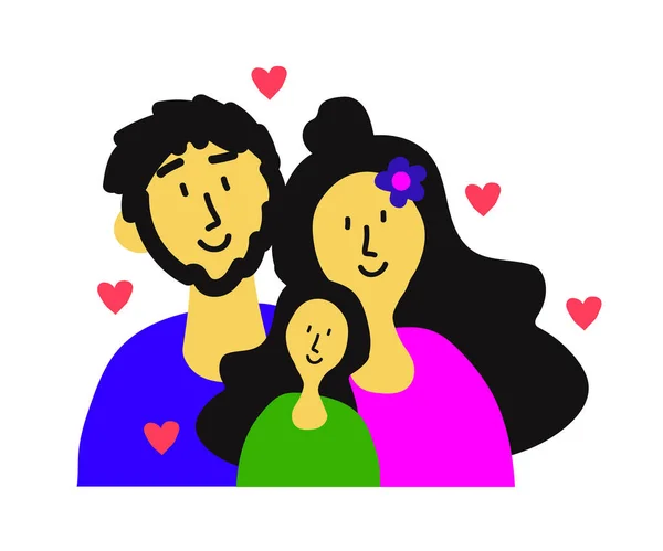 Família Feliz Juntos Fundo Branco Desenhos Animados Ilustração Vetorial —  Vetores de Stock