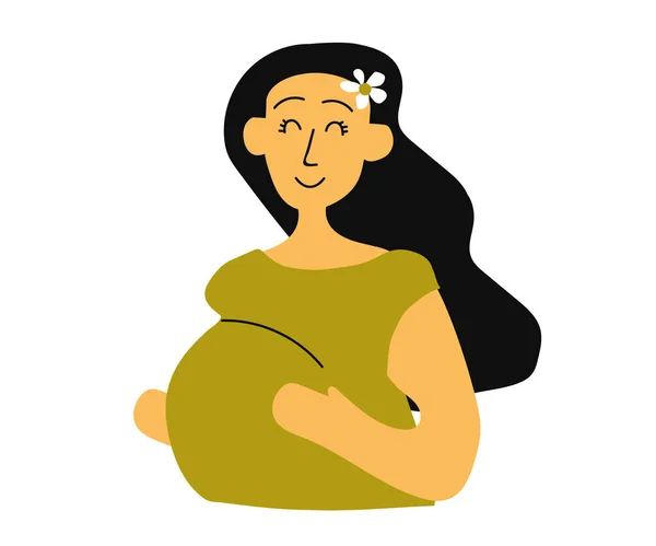 Счастливая Беременная Женщина Мультфильм Векторная Иллюстрация — стоковый вектор