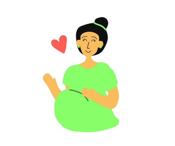 Happy Pregnant Woman Cartoon Vector Illustration — Stock Vector