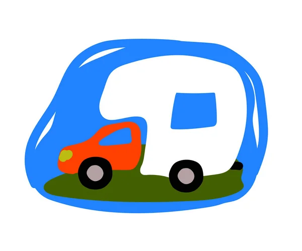 House Wheels White Van Blue Background Vector Illustration — Stock Vector