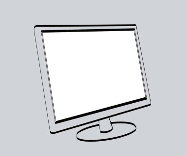 Gri arka plandaki bilgisayar. Sembol. Vektör illüstrasyonu.