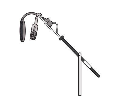 Microphone on a stand on a white background. Symbol. Vector illustration.