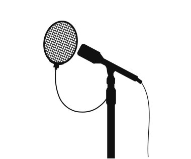 Microphone on a stand on a white background. Symbol. Vector illustration.