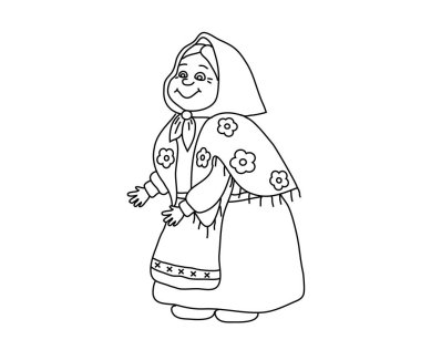 A kind old woman on a white background. Cartoon. Vector illustration.