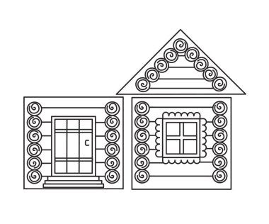 Wooden house on a white background. Symbol. Vector illustration.