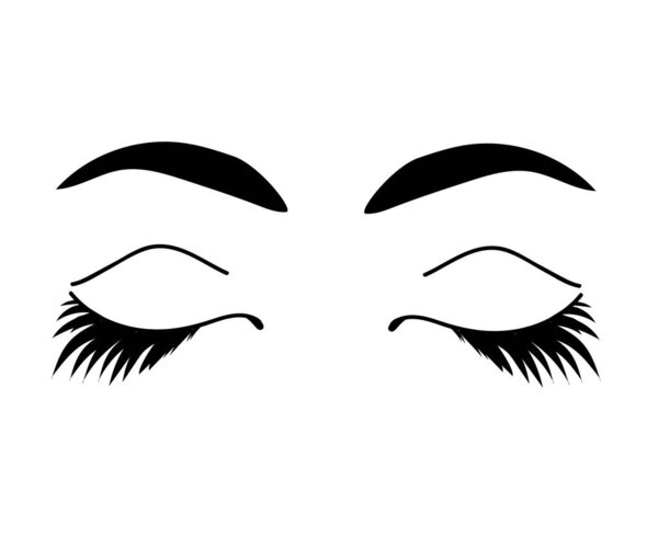Long eyelashes on a white background. Eyelash extension. Vector illustration.