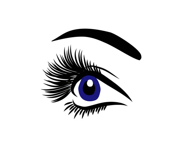 Long Eyelashes White Background Eyelash Extension Vector Illustration — Stock Vector
