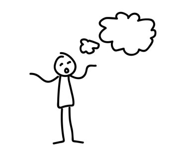 Adam beyaz bir arkaplanda konuşuyor. Robot resim. Vektör illüstrasyonu.