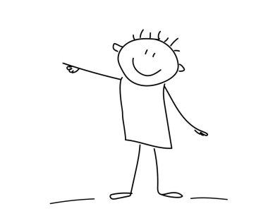 Adam elini beyaz arka planda tutuyor. Robot resim. Vektör illüstrasyonu.