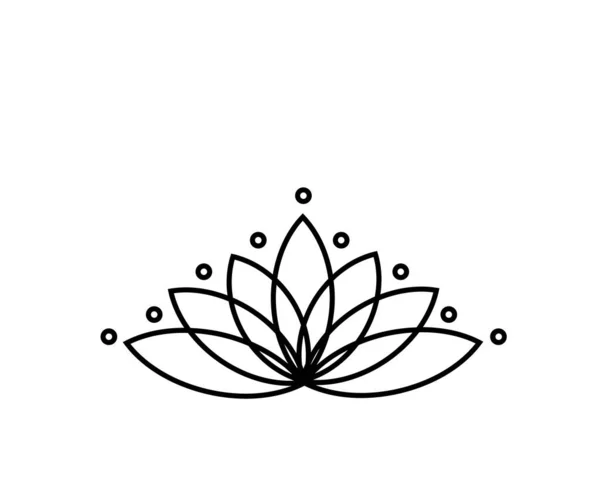 Lotus Vit Bakgrund Linjär Siluett Symbol Vektorillustration — Stock vektor