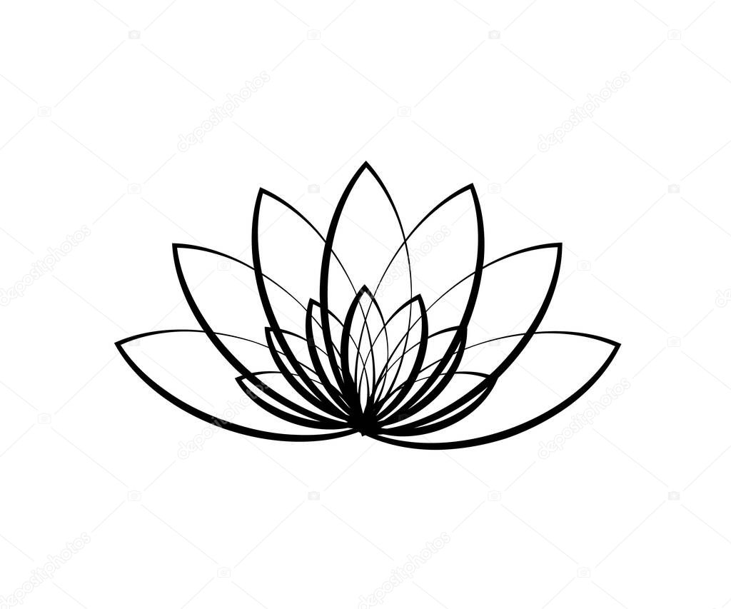 Lotus on a white background. Tattoo salon. Symbol. Vector illustration.