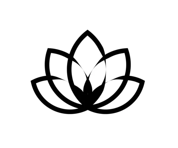 Beyaz arka planda Lotus. Doğrusal siluet. Sembol. Vektör illüstrasyonu.